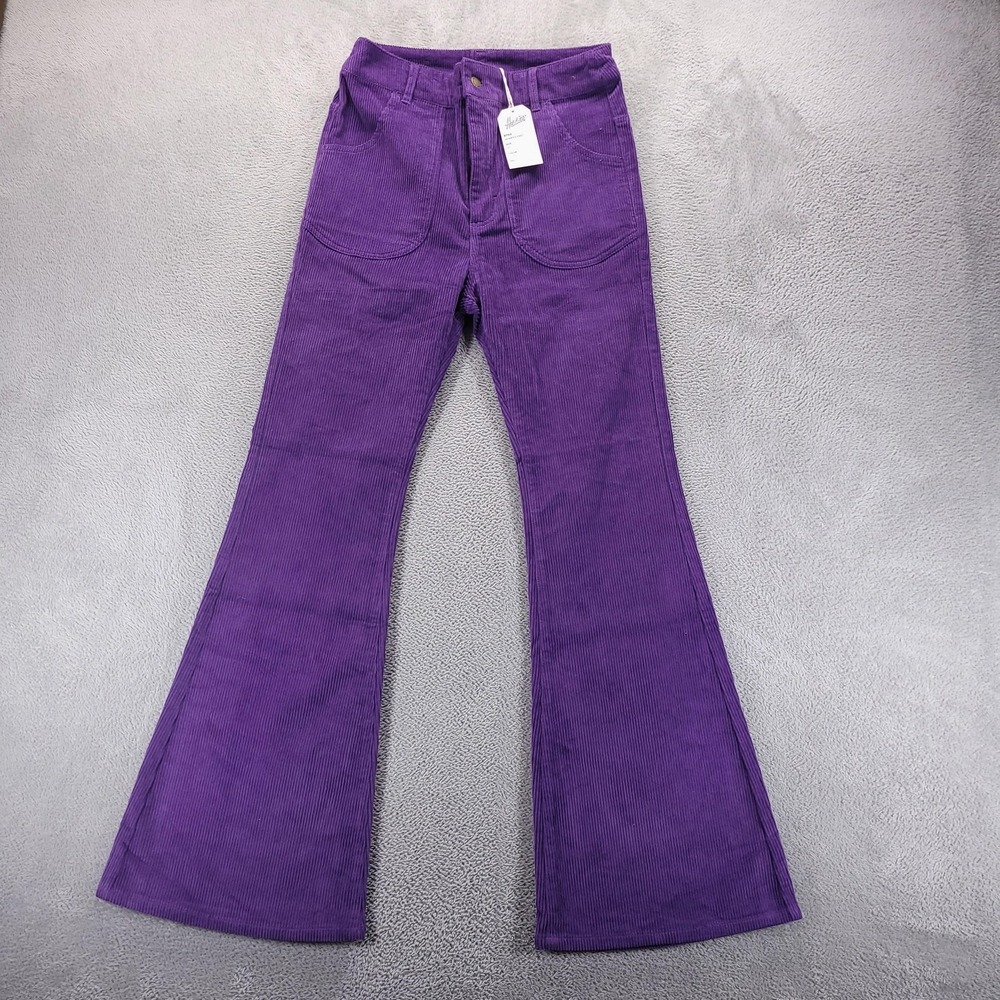 Hammies Pants Womens 30 Purple Corduroy Flare Plum Pockets Stretch Casual Boho